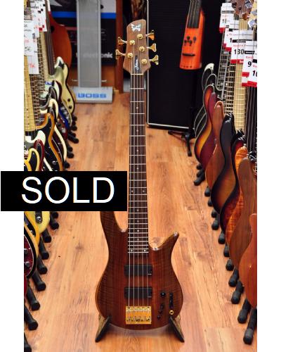 Fodera Curly Walnut Monarch 5 Deluxe